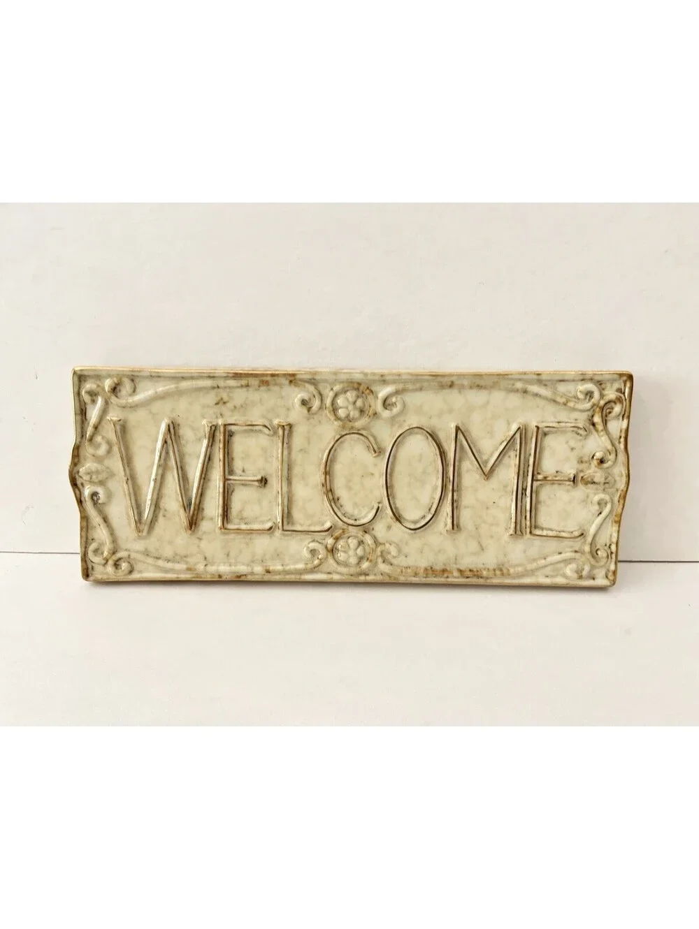Welcome Ceramic Wall Hanging Plaque and Signs Home Entrance Door Decor Beige